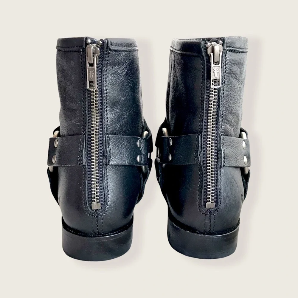 Frye Phillip Harness Short Leather Cute Ankle Boot